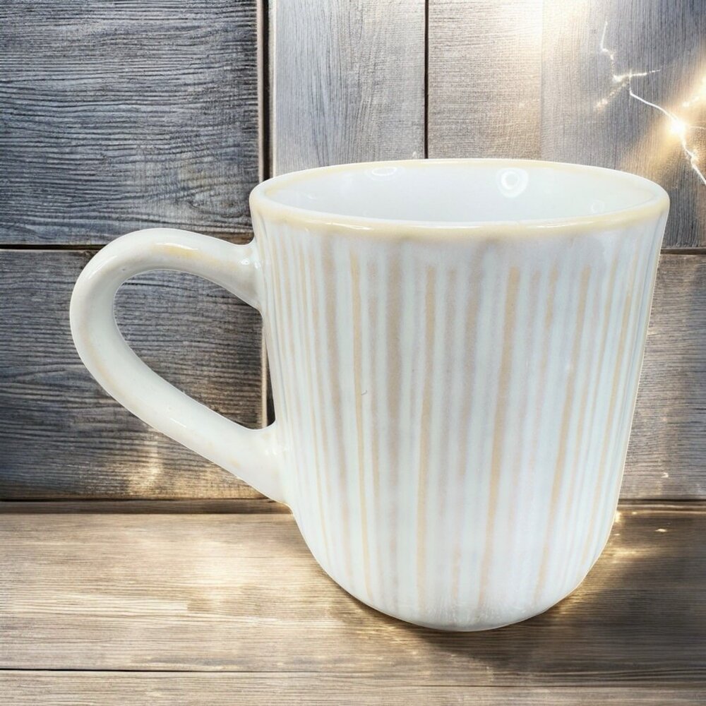 The Bombay Company IVORY‎ Ribbed Coffee Cup Mug Stoneware Ceramic Mug 12oz Cup